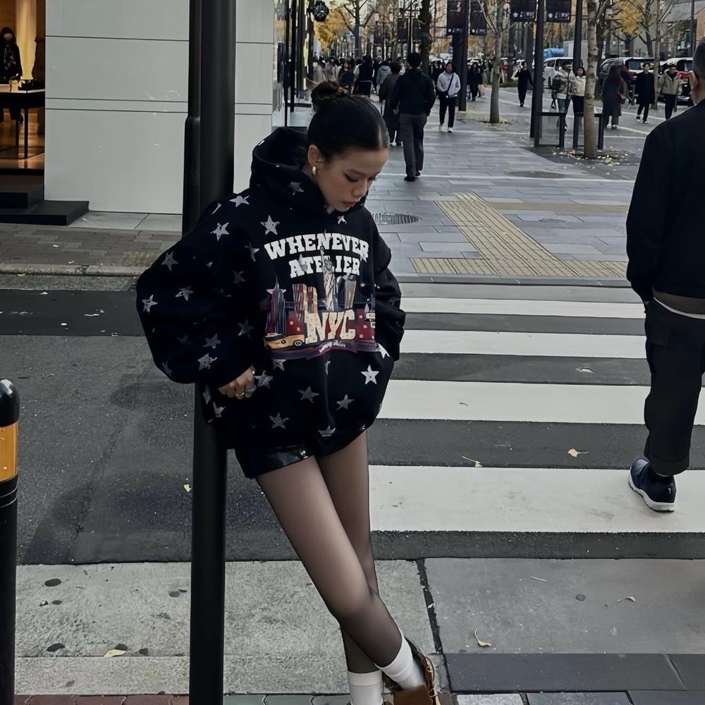 Black Star Hoodie with NYC Print